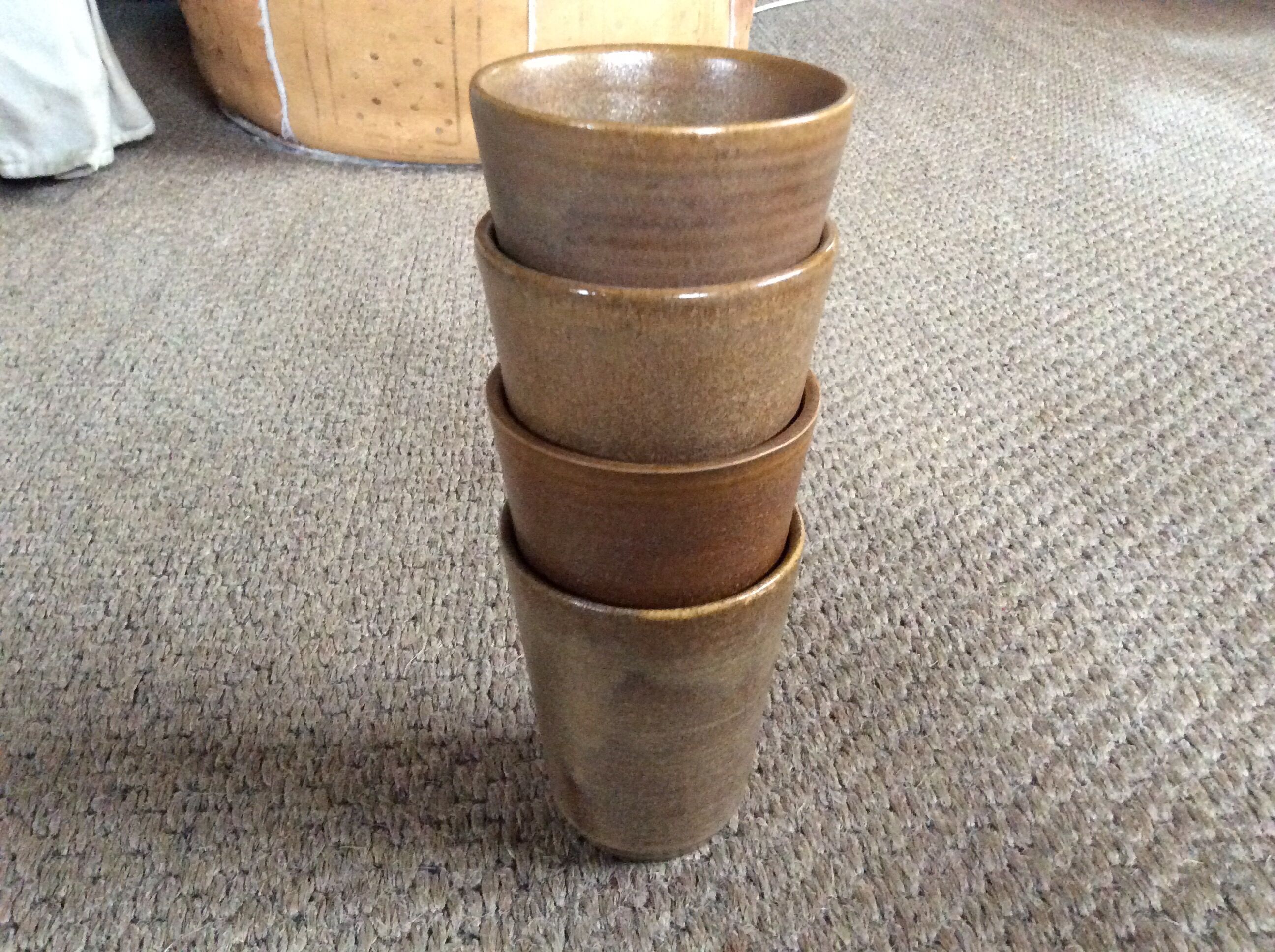 Series of 4 Digoin sandstone cups