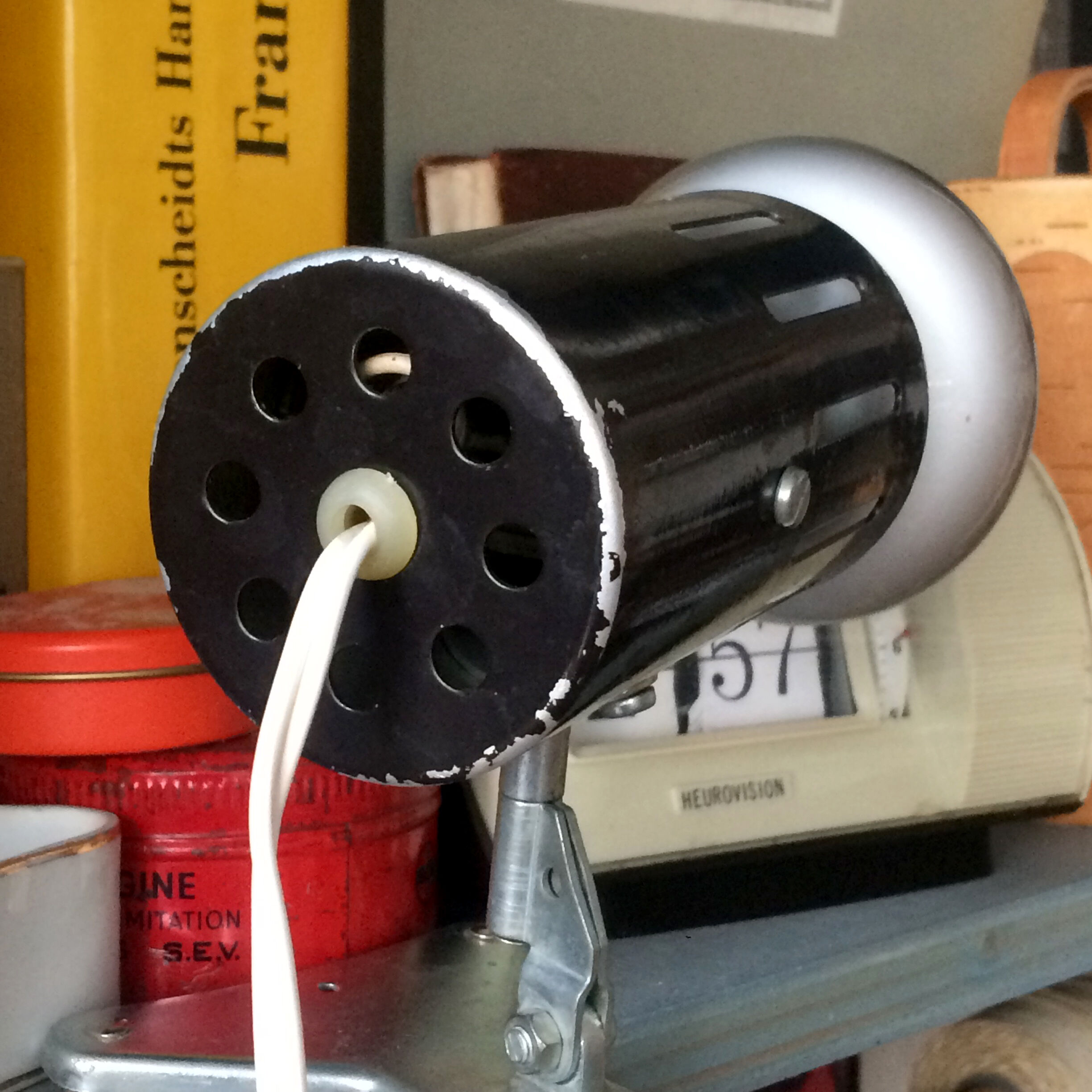 Chocolate lacquered metal clamp spot 1960/70