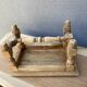 Small stool rustic raw oak sculpted top