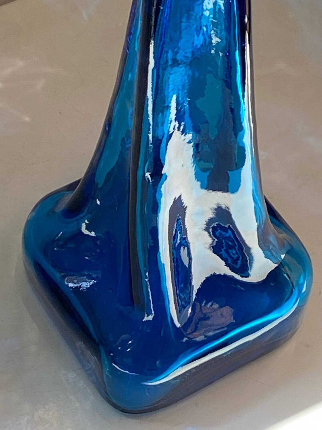 Blue glass vase, 1960s, Gunther Lambert