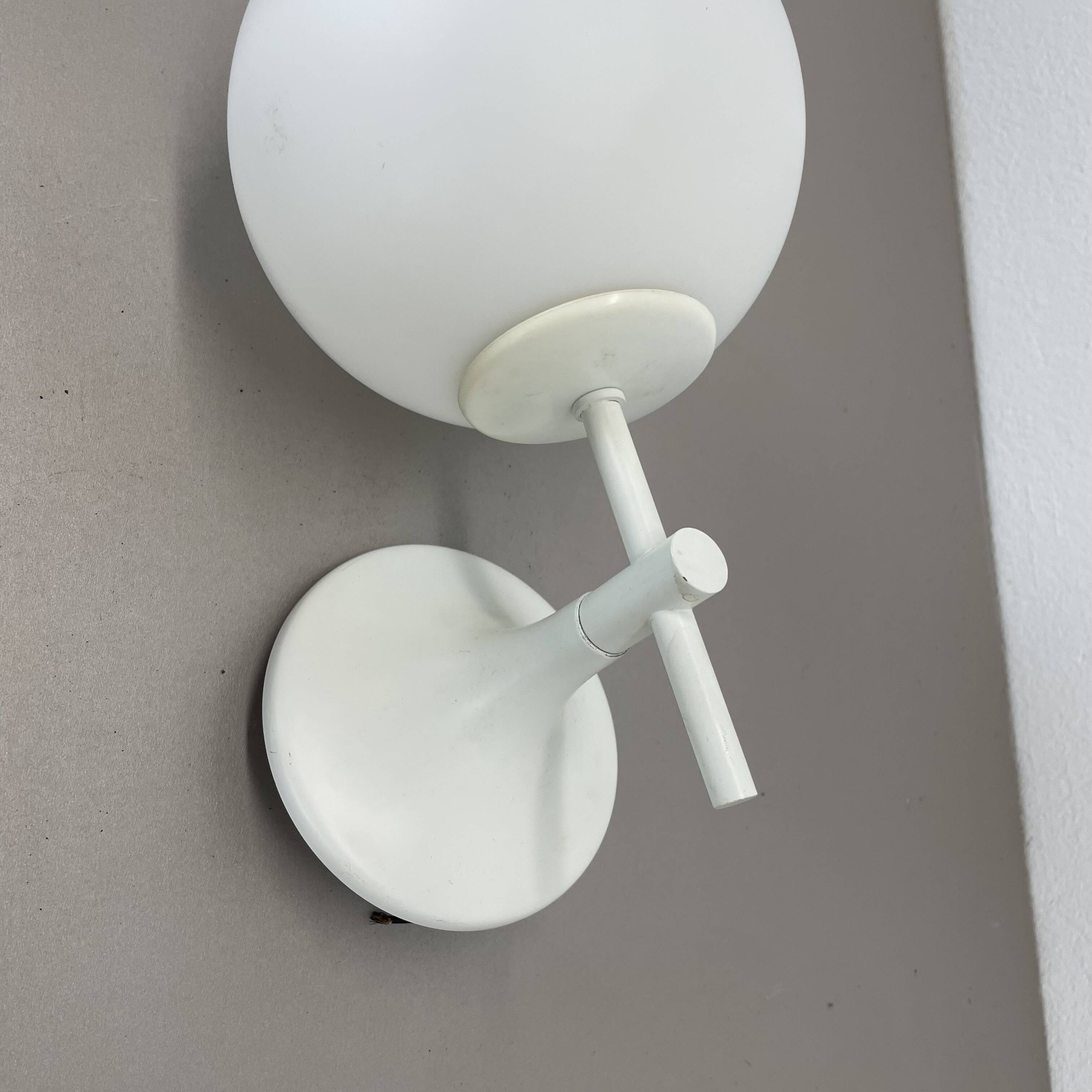 Set of Two white Ball Wall Lights by E. R. NEELE for Temde, Switzerland, 19