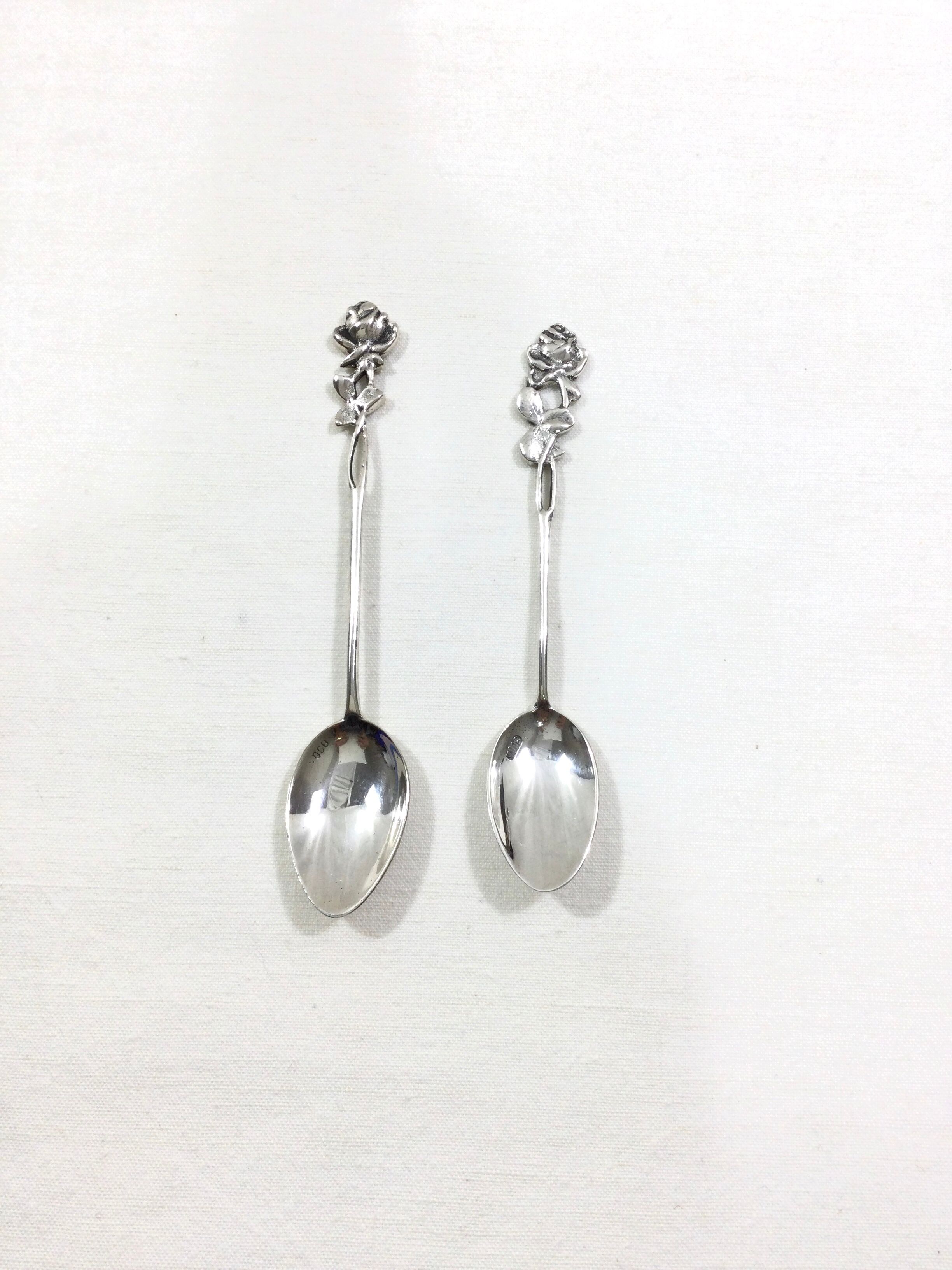 Set of 8 art nouveau silver spoons