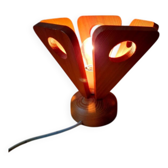 Lampe fleur scandinave en bois 1970
