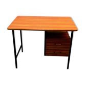 Vintage brown formica desk with black metal feet