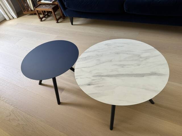 Lot de 2 tables basses Imperial Line UFO – Fenix bleu & marbre blanc