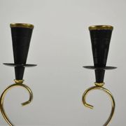 Brass Candelabra with Art Glass Base by Gunnar Ander for Ystad-Metall, Sweden, 1950s