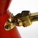 1950s brass extendable scissor wall lamp with aluminum diabolo shade in red