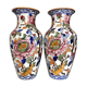 Pair of large Vase in Gien earthen earthen pattern Peonies