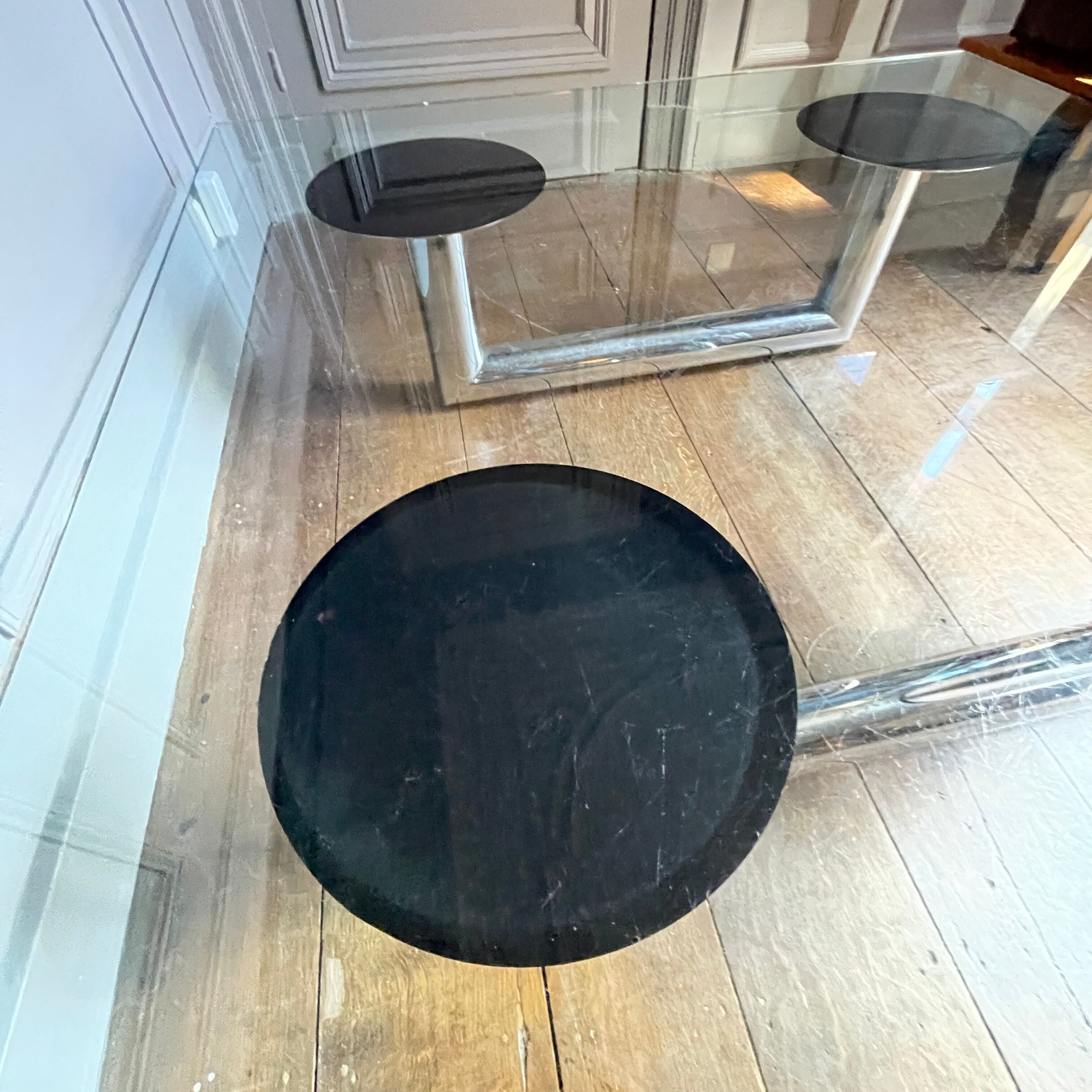Large square coffee or coffee table in chromed steel, Italian design, ca 1970