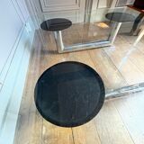 Table basse ou de salon carrée en acier chromé design italien, ca 1970