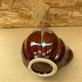 Antique melon pitcher flamed ceramic brown & pink vintage
