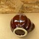 Antique melon pitcher flamed ceramic brown & pink vintage