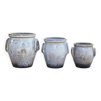 3 stoneware pots - black valley sandstone