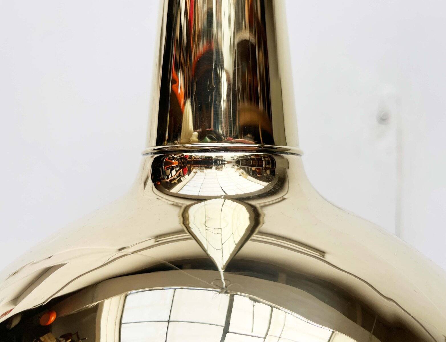 Danish mid-century brass cone pendant lamps, 1950s, set of 2.