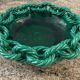 Large ceramic dish from Vallauris with green enamelled rope