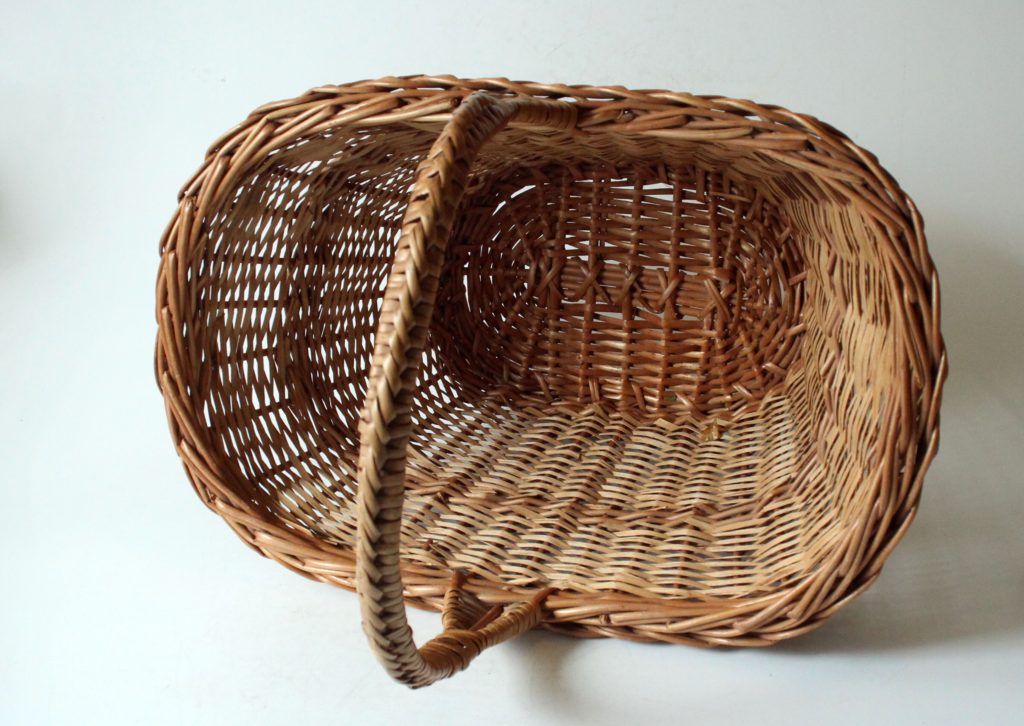 Wicker shopping basket, braided, handmade, vintage