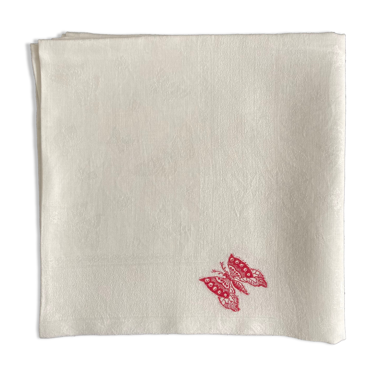 Damask tablecloth 125x125 butterfly embroidery