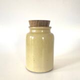 Stoneware grease pot, wooden cap