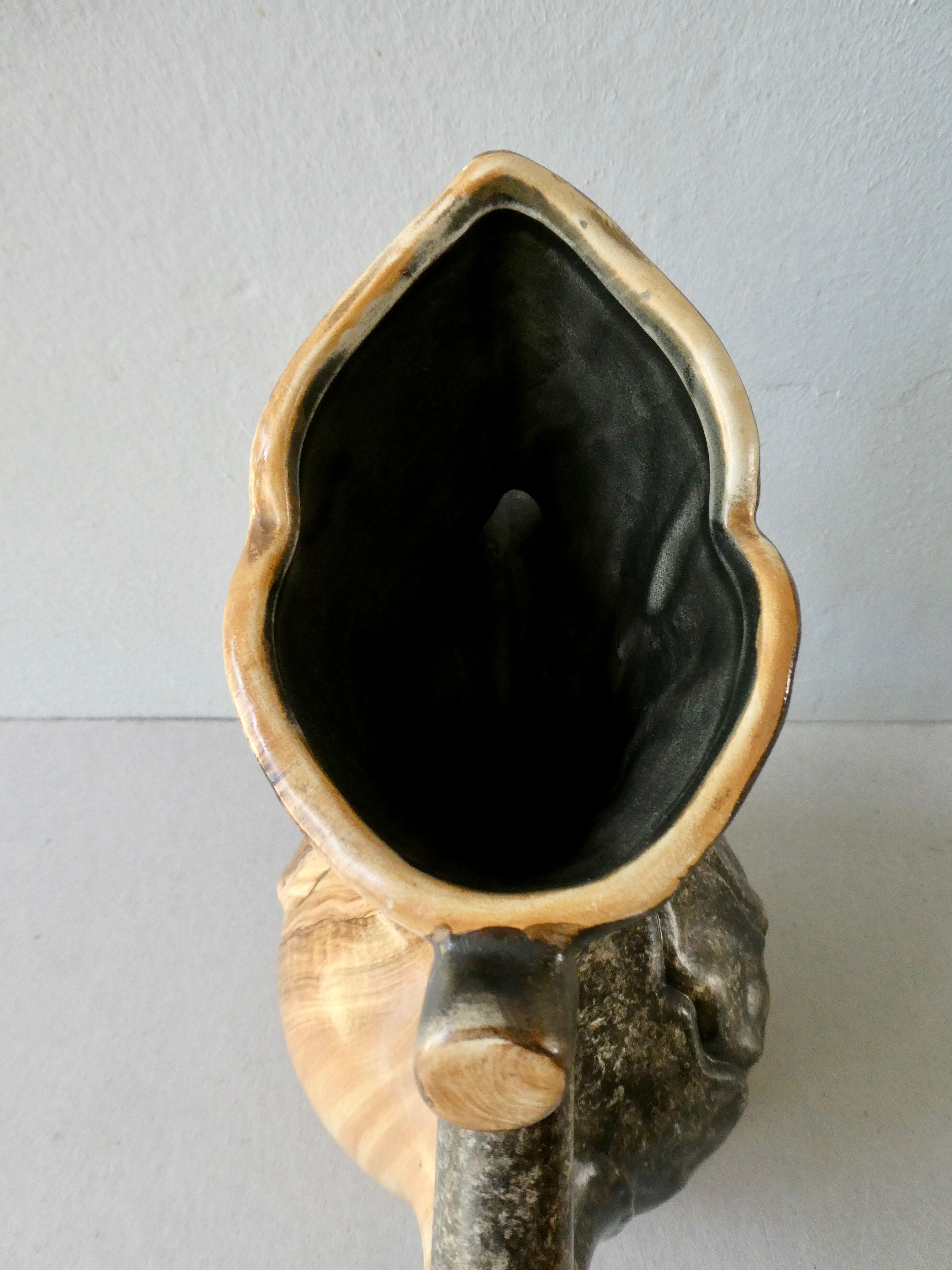 Ceramic pitcher imitation wood, Cerart, 70s