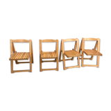 Series of 4 vintage wooden folding chairs