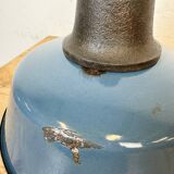 Industrial Blue Enamel Factory Lamp with Cast Iron Top, 1960s
