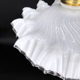 White opaline glass pendant light with draped shape