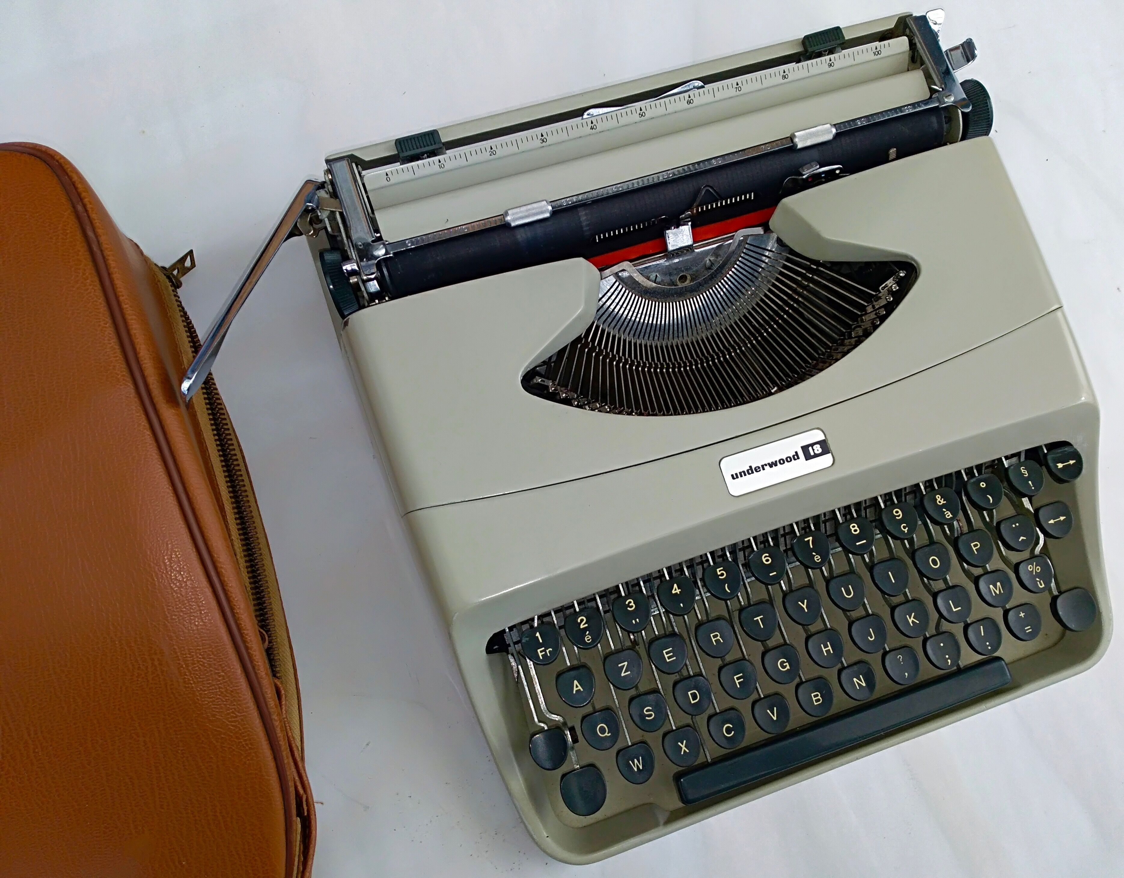 Underwood portable typewriter - satchel