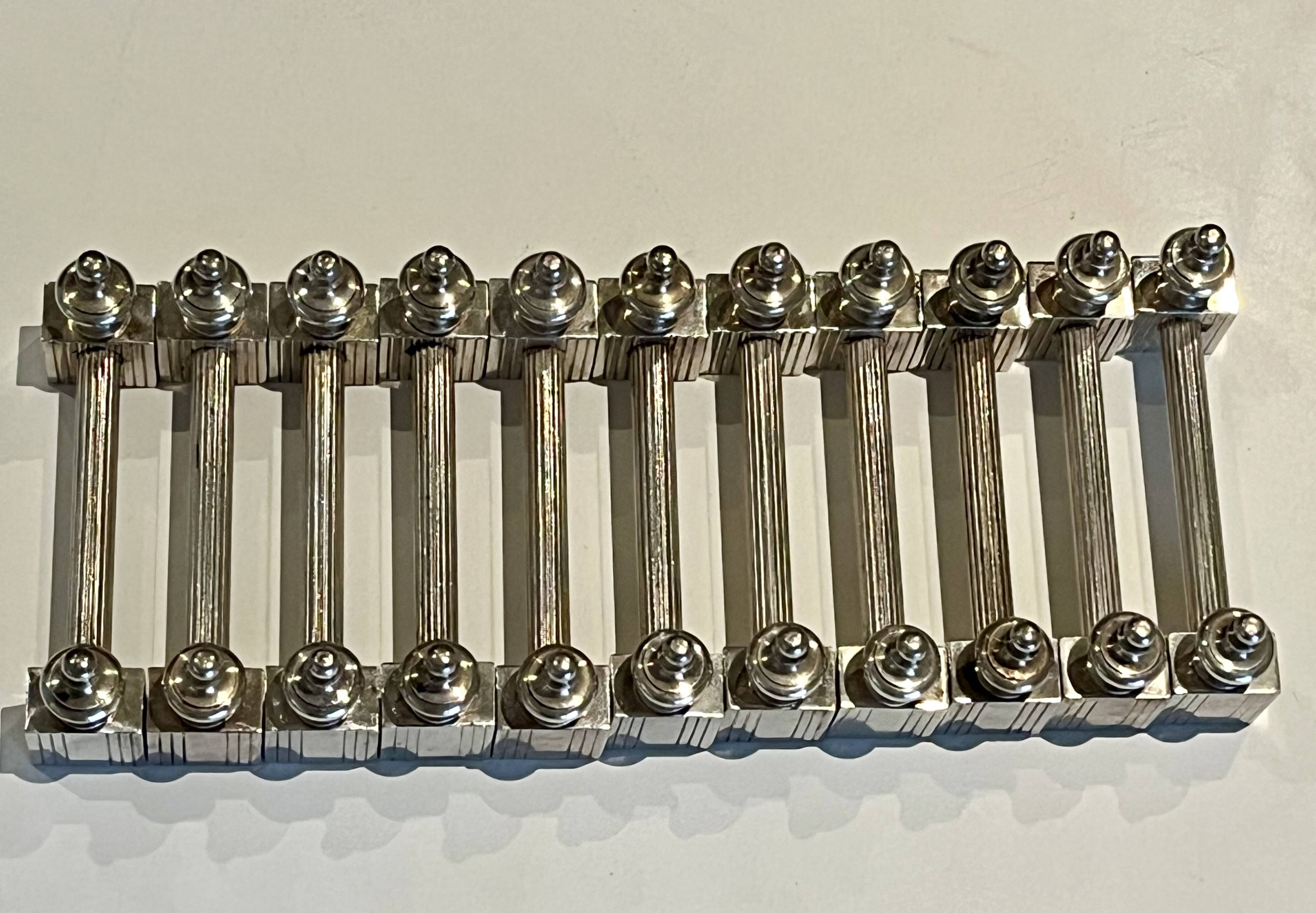 11 knife rests - Art Deco - Silver metal