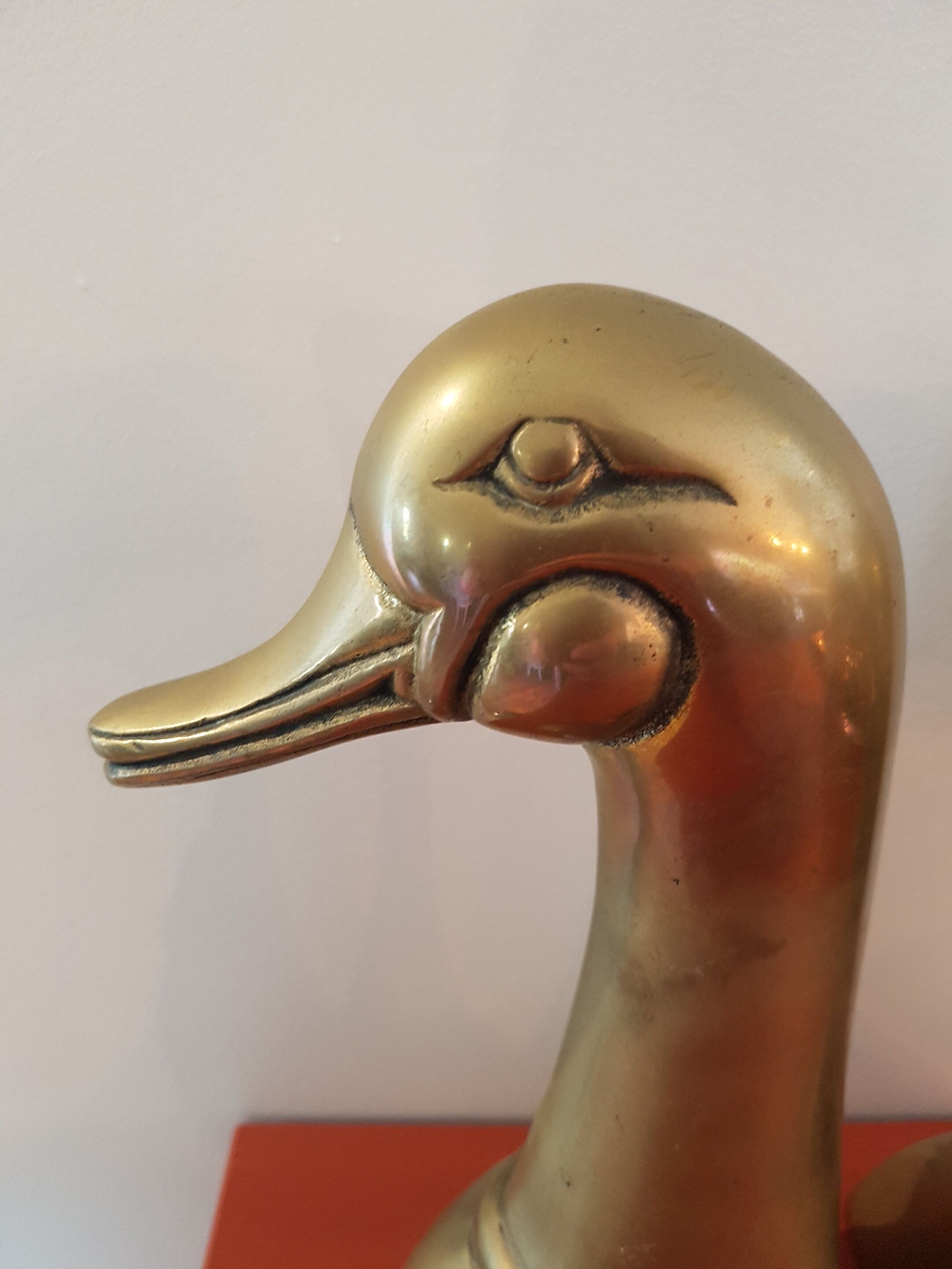 Pair of ducks brass bookends