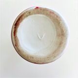 Vase en céramique rouge et blanc avec marque en relief vintage