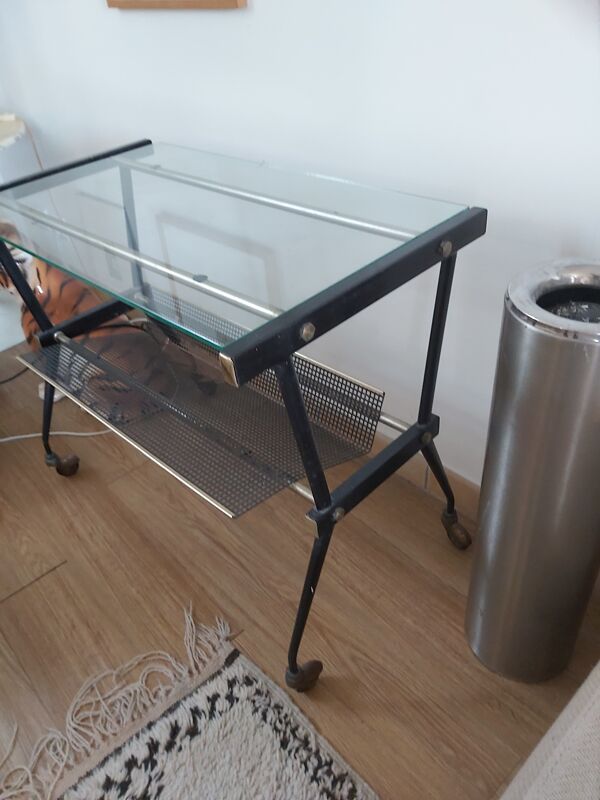 Desserte-console en métal et laiton vintage