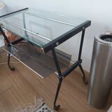 Desserte-console en métal et laiton vintage