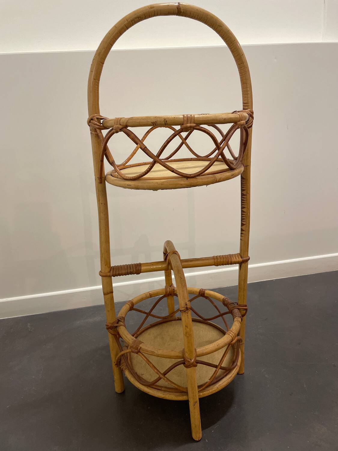 Vintage bamboo rattan server, 1950s