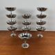 Set of 12 stainless steel ice cream cups, flower pattern, high foot