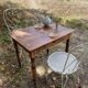 Farmhouse table 80x59cm XIXth century wooden with drawer