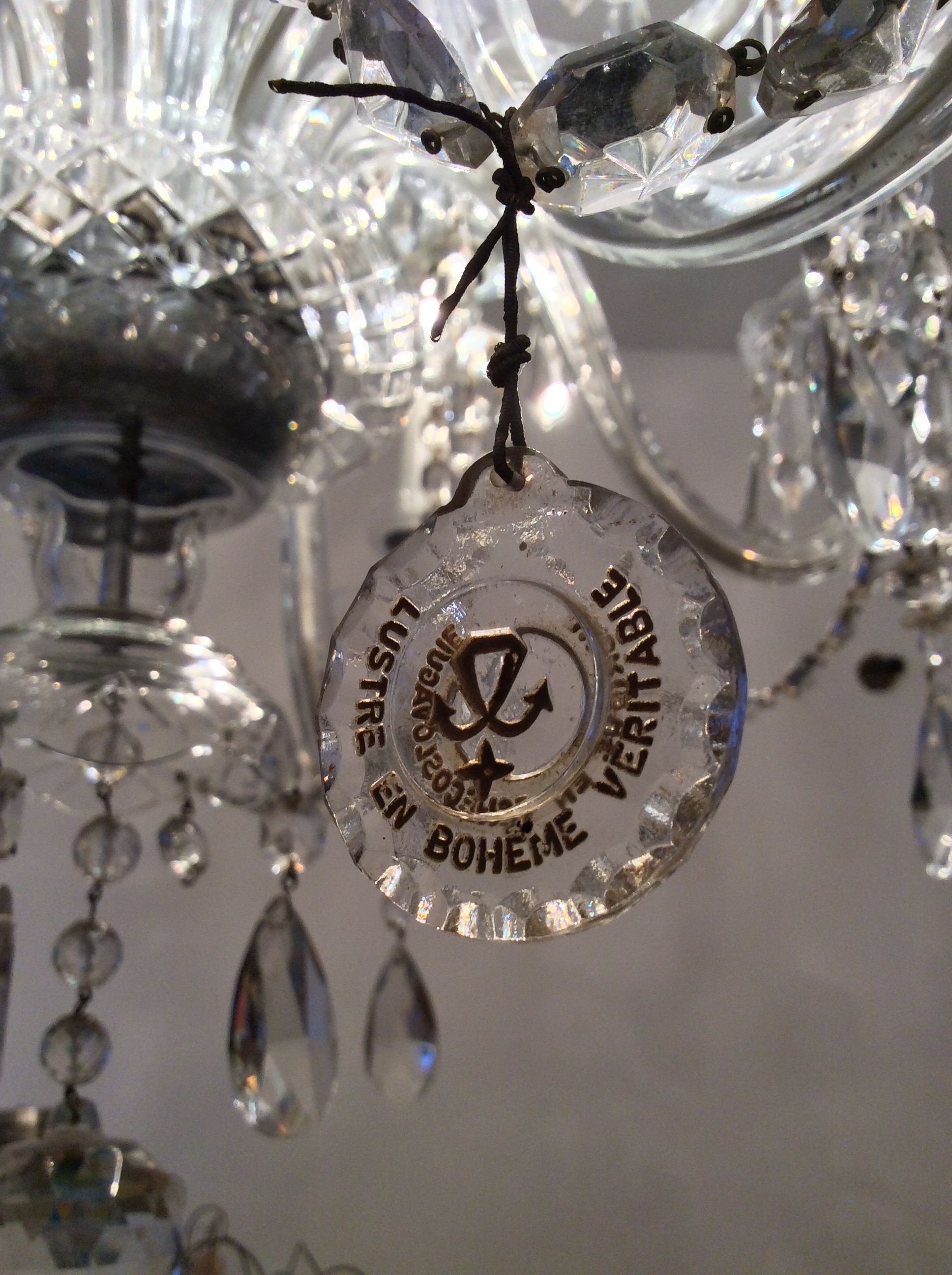 Old bohemian crystal chandelier for Deknudt