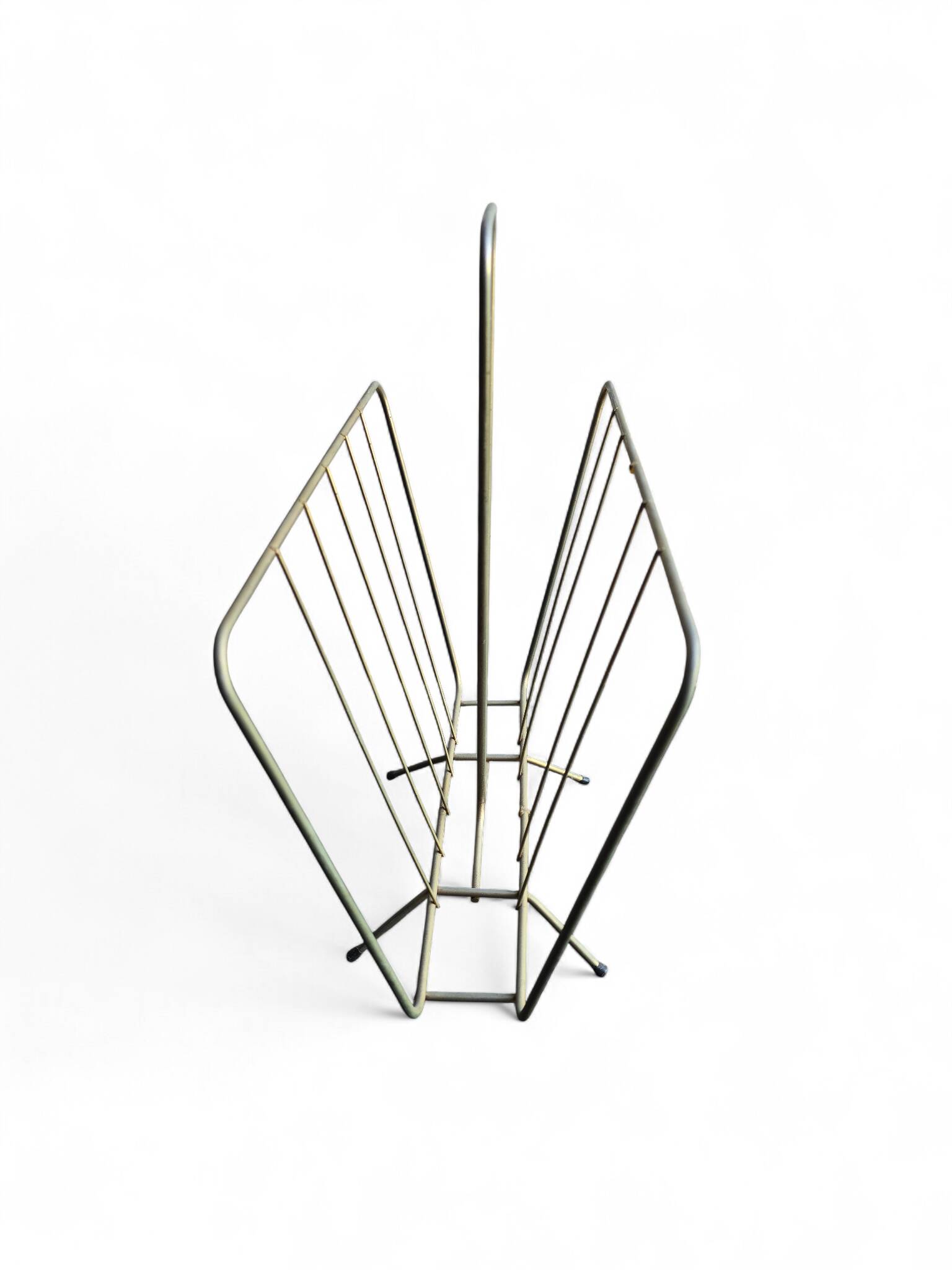 70s magazine rack in gold-tone metal
