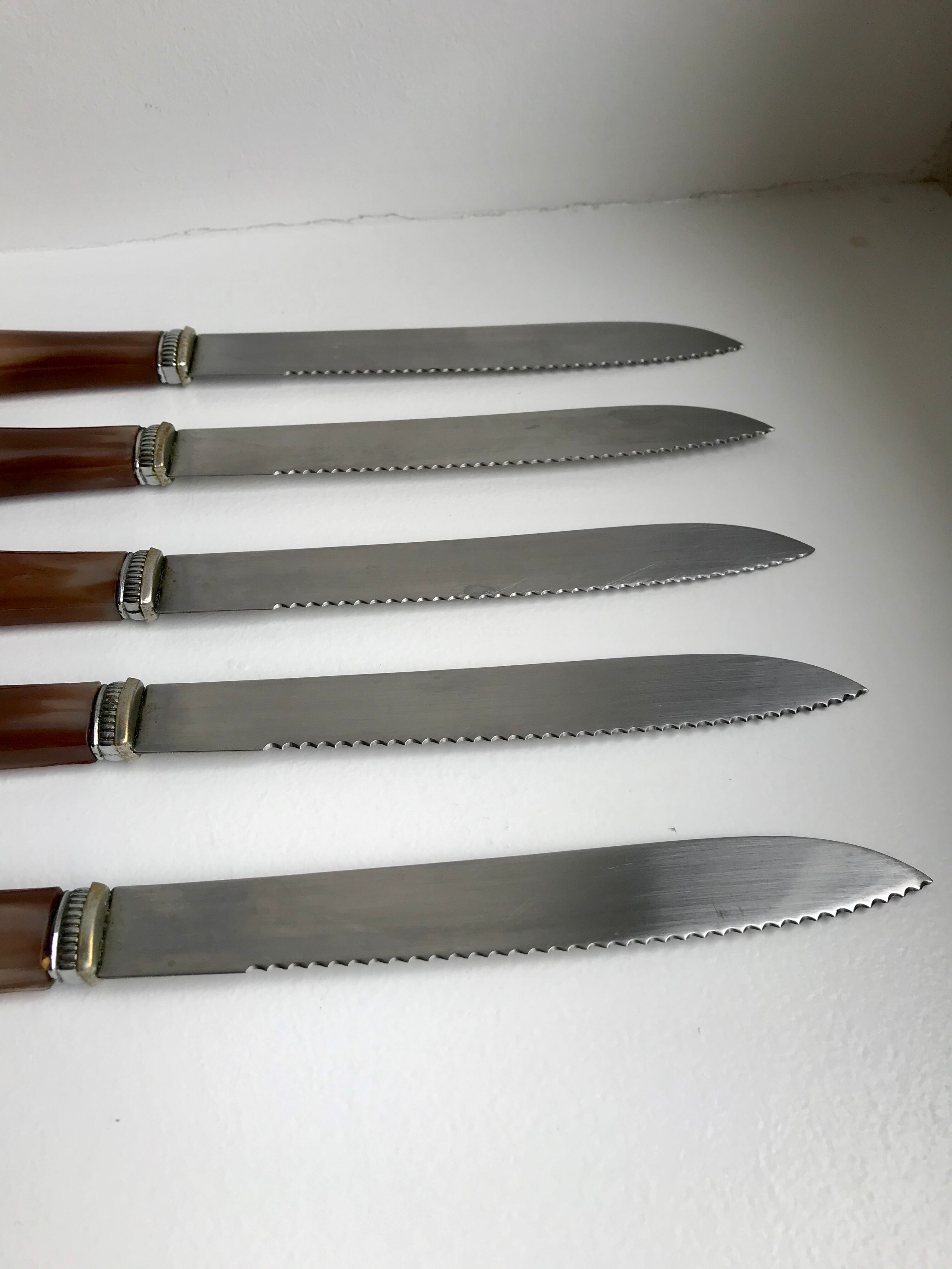 Set of 5 vintage tooth knives 70s