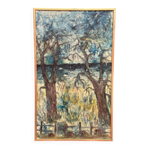 Original Swedish Oil On Canvas – “Trees” By Stig Allan – Vintage & Framed – 88 × 53 Cm (34.6" × 20.9")
