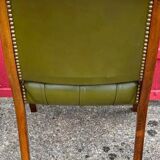 Suite de 6 chaises anglaises Cherterfield en cuir vert