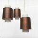 Triple cascade pendant lamp in copper and glass from the modern German space age of the mid-century by Staff, 1960s.