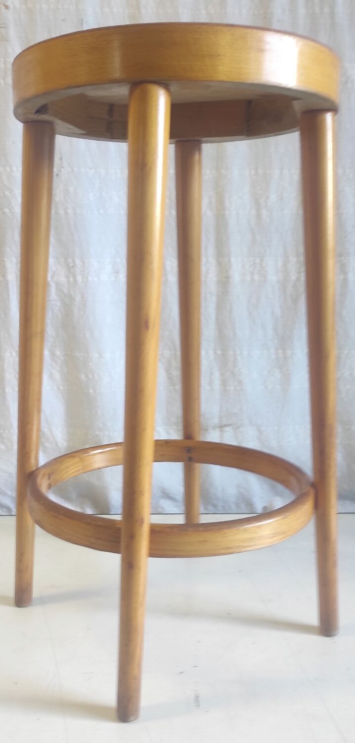 Tabouret de bar Baumann en bois massif années 50 60