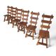 Elm wood brutalist wabi sabi dining set with 6 chairs & Table, 1960s