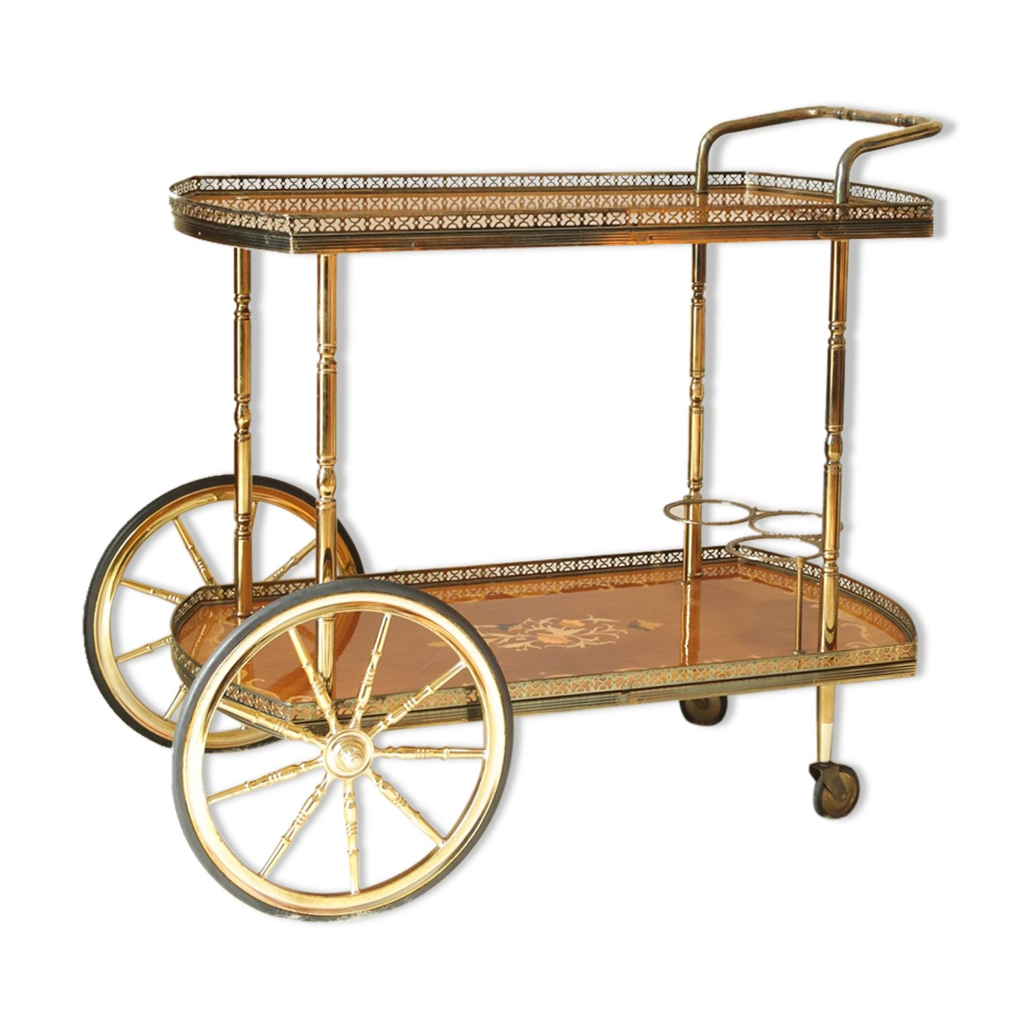 Desserte bar vintage in mahogany marquetry