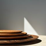 Set of 4 flat monoxyl teak trays