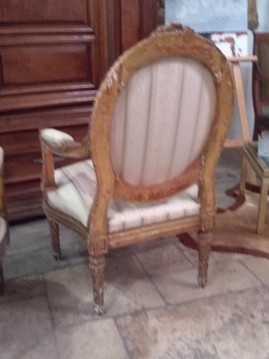 Pair of Louis XVI-style medallion armchairs from Napoleon III