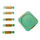 set of coasters and knife holders in mint green and gold art deco ceramic 1930
