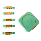 ensemble dessous de bouteille et porte-couteaux en céramique vert menthe et doré art déco 1930