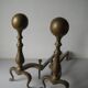 Old pair of articulated andirons in brass and metal 48 cm fireplace accessory