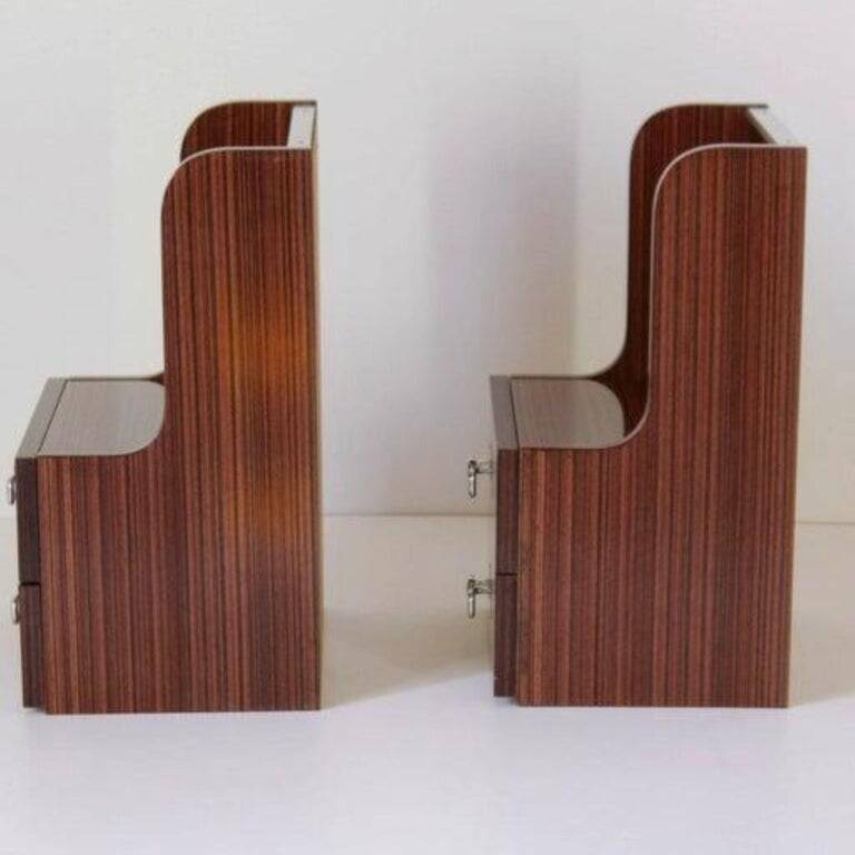 Vintage Italian Mid-Century Modern Wood Bedside Tables, 1970 circa